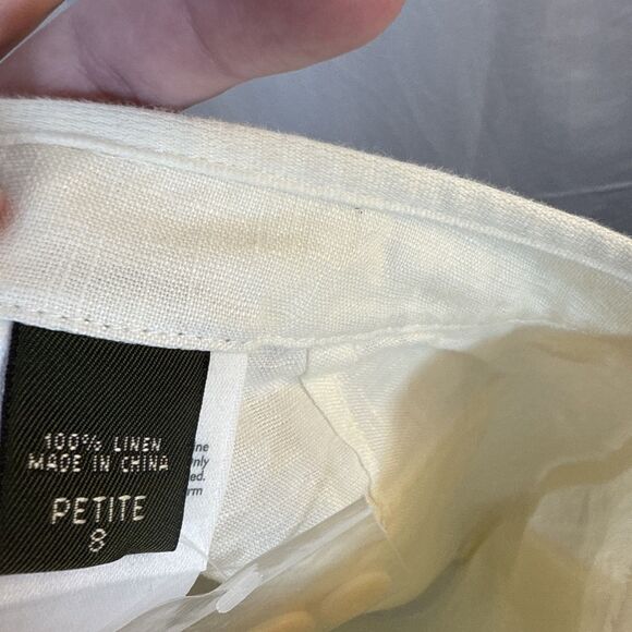 Women’s Eddie Bauer Cream Wide Leg Linen Capri Pants Size 8 Petite NWOT - Picture 14 of 14
